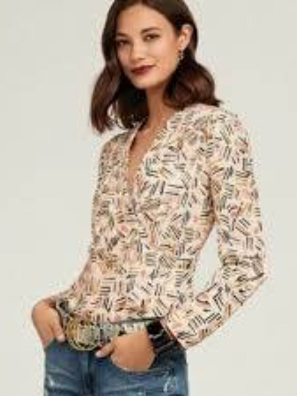 Cabi Marni Blouse Style #4162 Oversized Top Geo Print XS